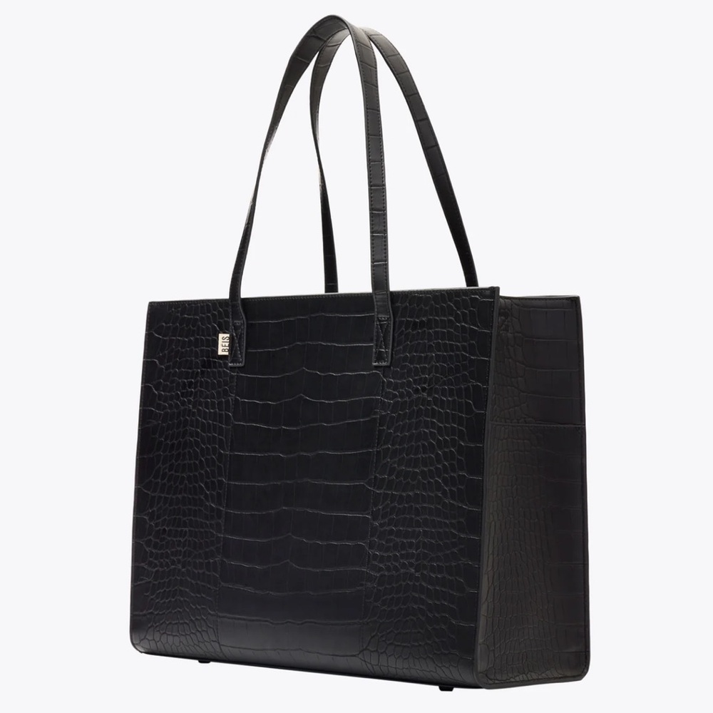 Beis Large Work Tote  in Black Croc